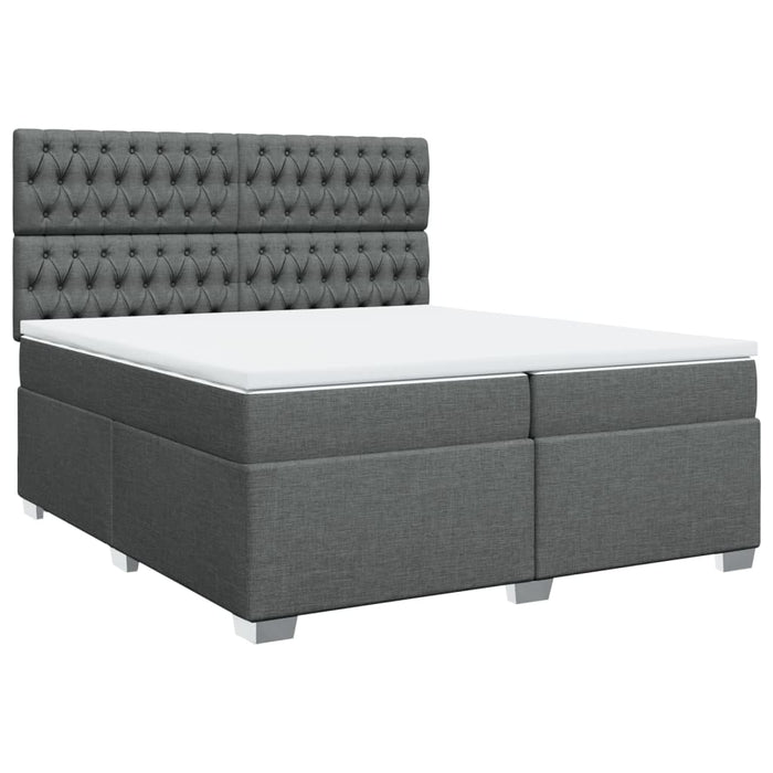 Pat box spring cu saltea, gri închis, 200x200 cm, textil - WALTI WALTI