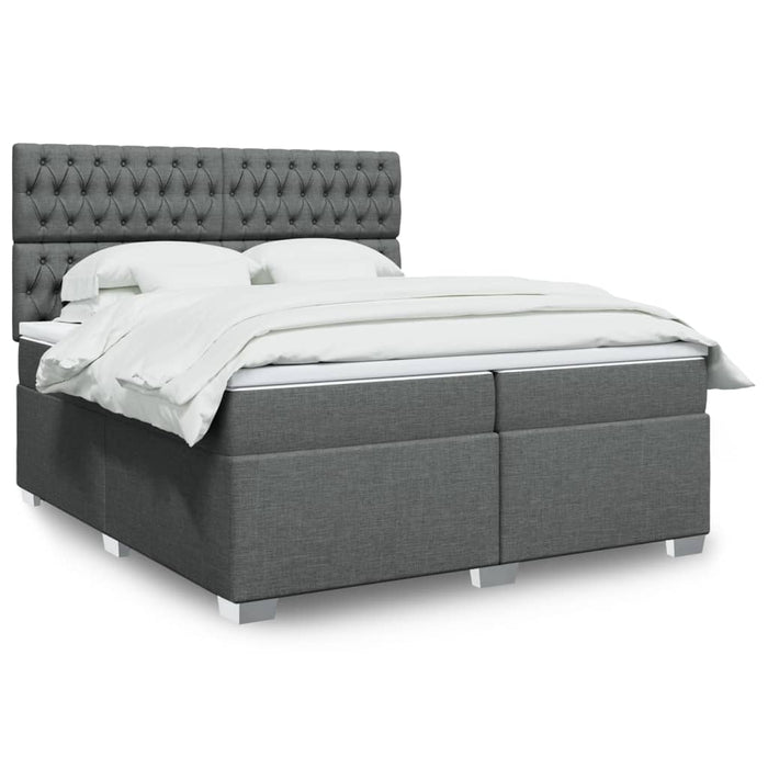 Pat box spring cu saltea, gri închis, 200x200 cm, textil - WALTI WALTI