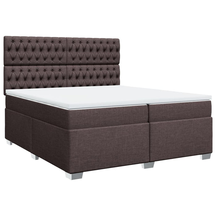 Pat box spring cu saltea, maro închis, 200x200 cm, textil - WALTI WALTI