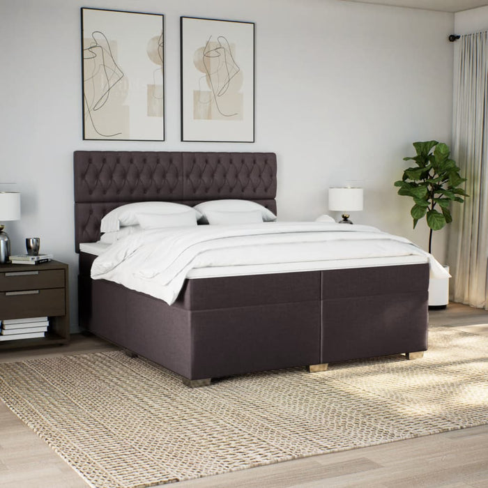 Pat box spring cu saltea, maro închis, 200x200 cm, textil - WALTI WALTI