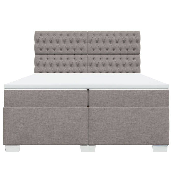 Pat box spring cu saltea, gri taupe, 200x200 cm, textil - WALTI WALTI