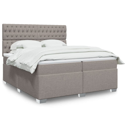 Pat box spring cu saltea, gri taupe, 200x200 cm, textil - WALTI WALTI
