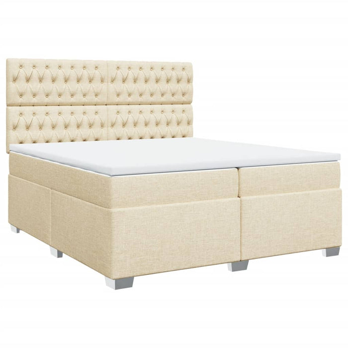 Pat box spring cu saltea, crem, 200x200 cm, textil - WALTI WALTI