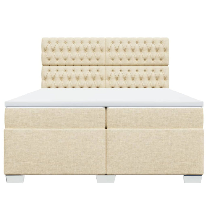 Pat box spring cu saltea, crem, 200x200 cm, textil - WALTI WALTI