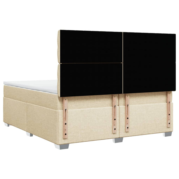 Pat box spring cu saltea, crem, 200x200 cm, textil - WALTI WALTI