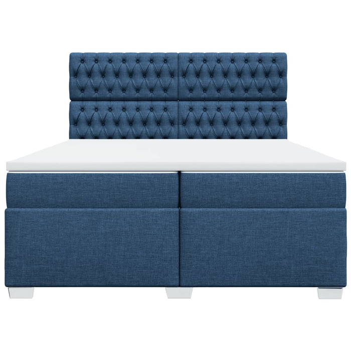 Pat box spring cu saltea, albastru, 200x200 cm, textil - WALTI WALTI