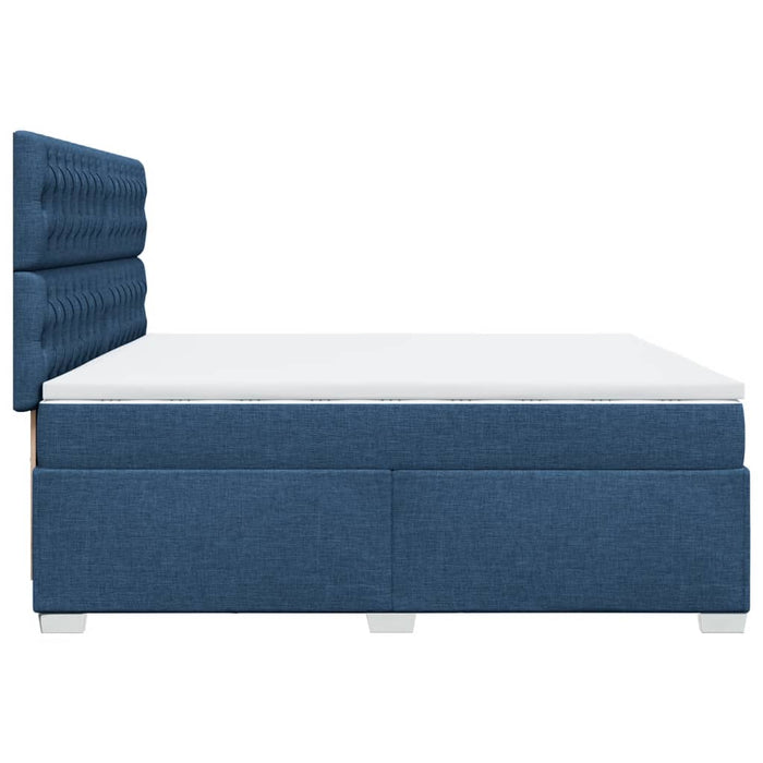 Pat box spring cu saltea, albastru, 200x200 cm, textil - WALTI WALTI