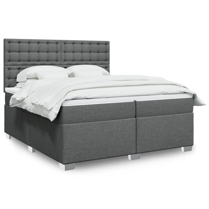 Pat box spring cu saltea, gri închis, 200x200 cm, textil - WALTI WALTI