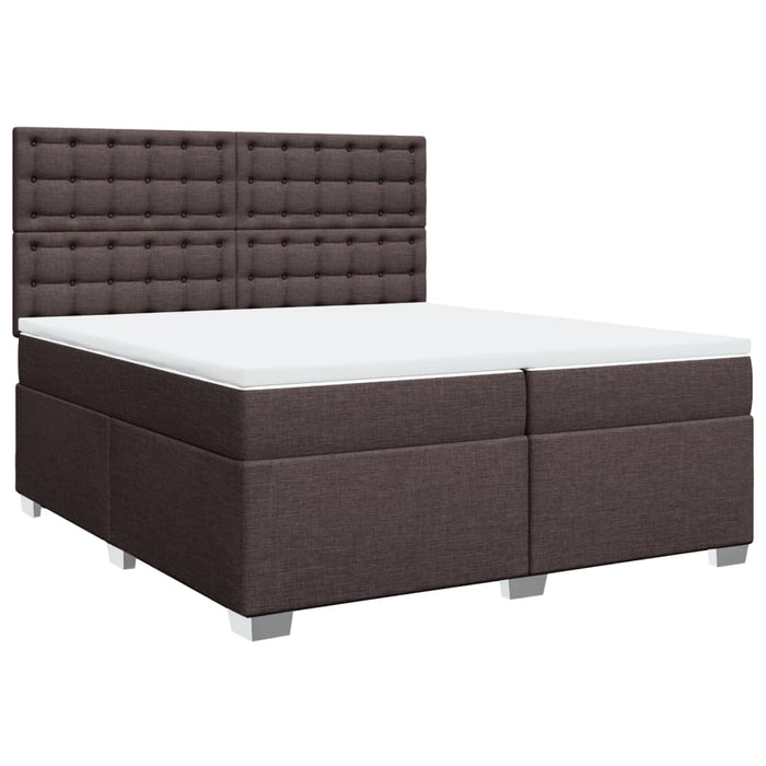 Pat box spring cu saltea, maro închis, 200x200 cm, textil - WALTI WALTI