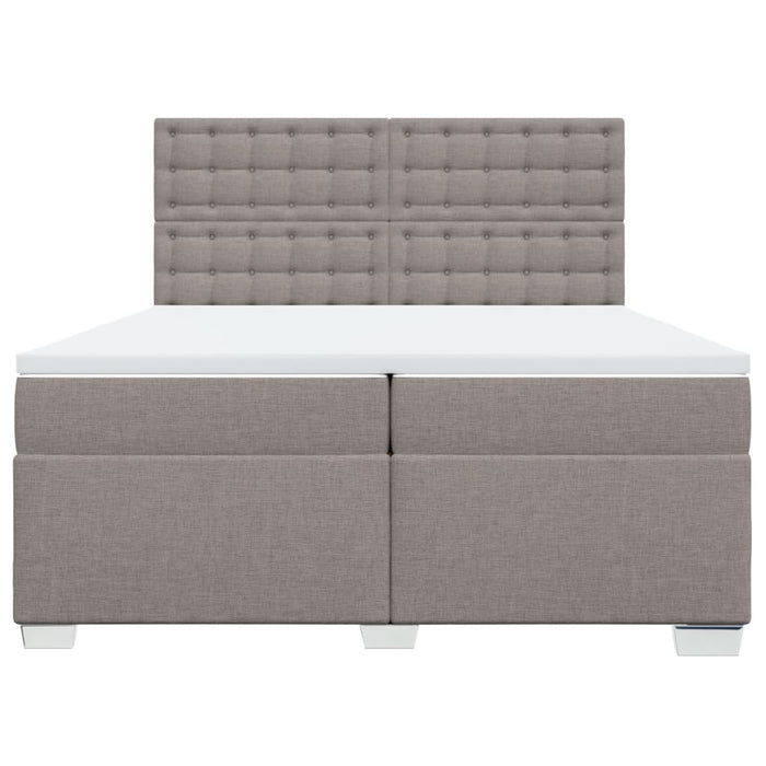 Pat box spring cu saltea, gri taupe, 200x200 cm, textil WALTI