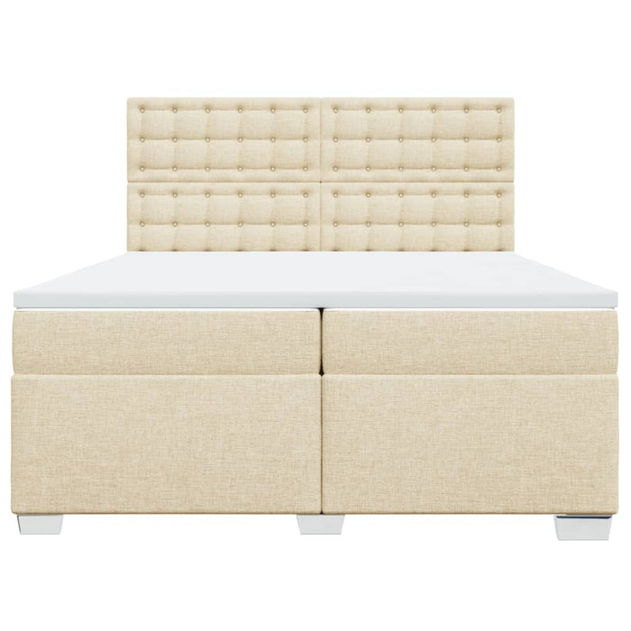 Pat box spring cu saltea, crem, 200x200 cm, textil - WALTI WALTI