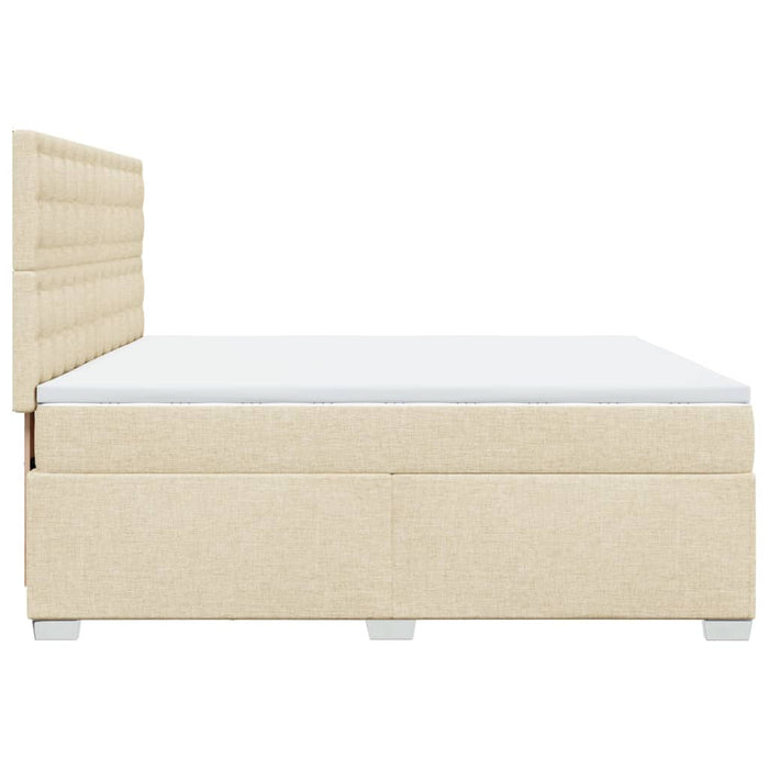 Pat box spring cu saltea, crem, 200x200 cm, textil - WALTI WALTI