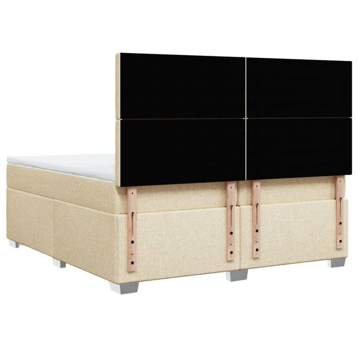 Pat box spring cu saltea, crem, 200x200 cm, textil - WALTI WALTI