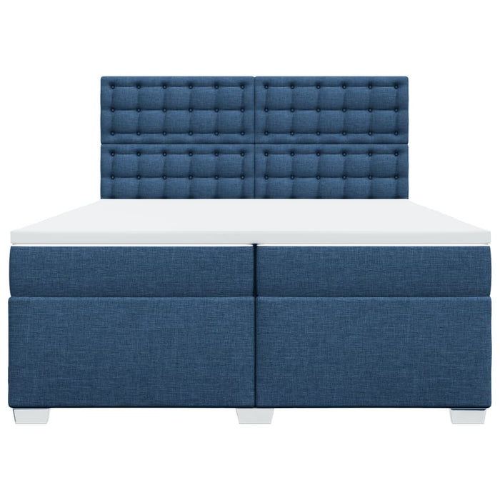 Pat box spring cu saltea, albastru, 200x200 cm, textil - WALTI WALTI
