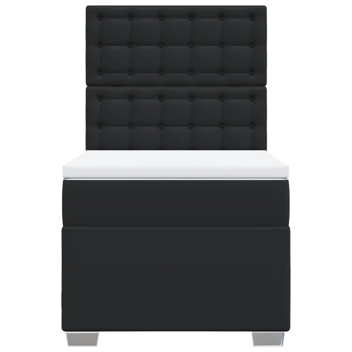Pat continental cu saltea, negru, 80x200 cm, piele ecologică - WALTI WALTI