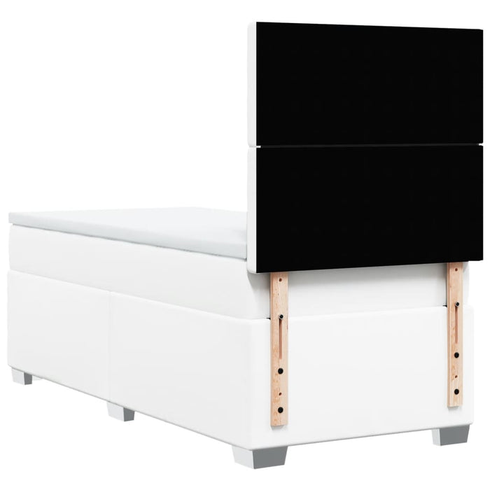 Pat box spring cu saltea, alb, 80x200 cm, piele ecologică - WALTI WALTI