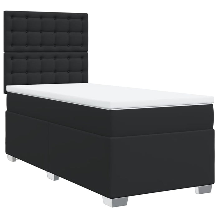 Pat box spring cu saltea, negru, 90x190 cm, piele ecologică - WALTI WALTI