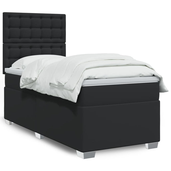 Pat box spring cu saltea, negru, 90x190 cm, piele ecologică - WALTI WALTI
