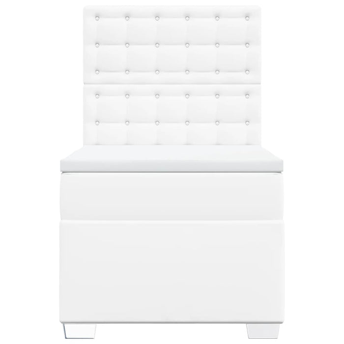 Pat box spring cu saltea, alb, 90x190 cm, piele ecologică - WALTI WALTI