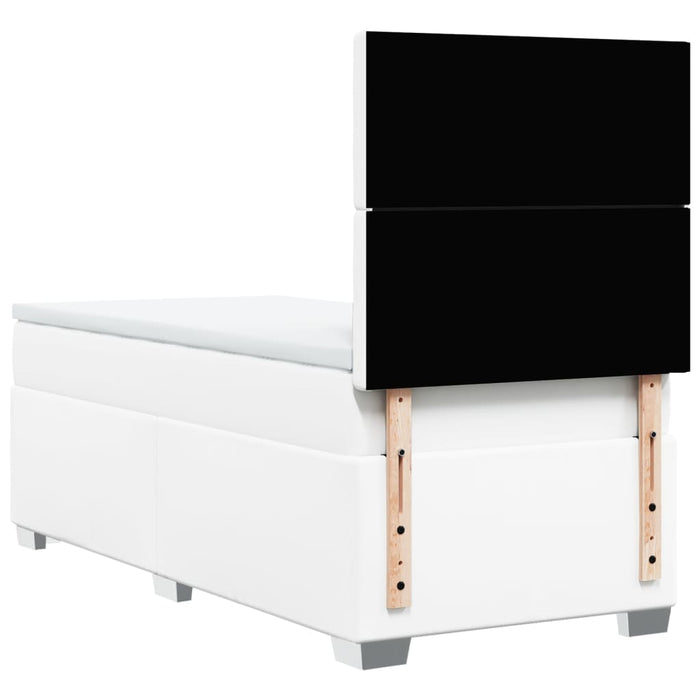 Pat box spring cu saltea, alb, 90x190 cm, piele ecologică - WALTI WALTI