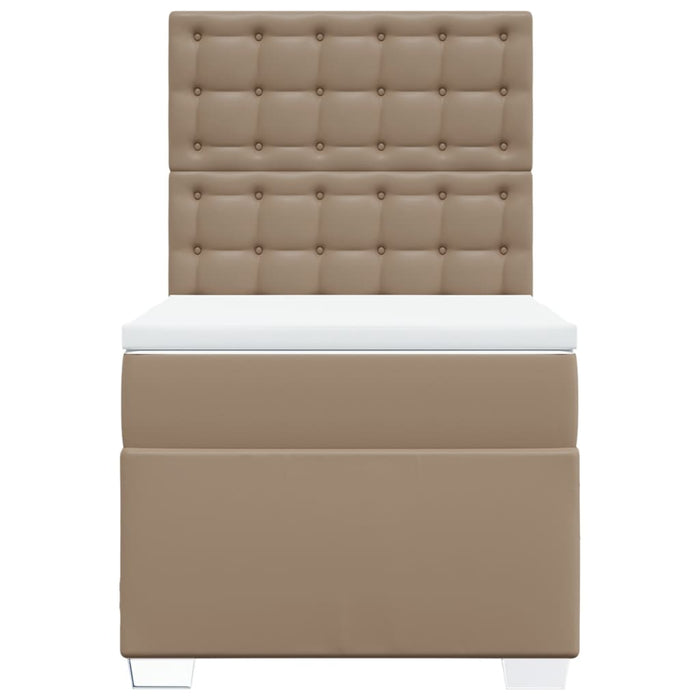 Pat box spring cu saltea, cappuccino, 90x190 cm piele ecologică - WALTI WALTI