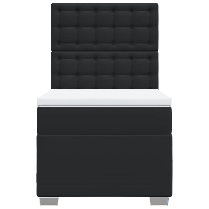 Pat box spring cu saltea, negru, 90x200 cm, piele ecologică - WALTI WALTI