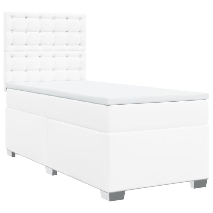 Pat box spring cu saltea, alb, 90x200 cm, piele ecologică - WALTI WALTI