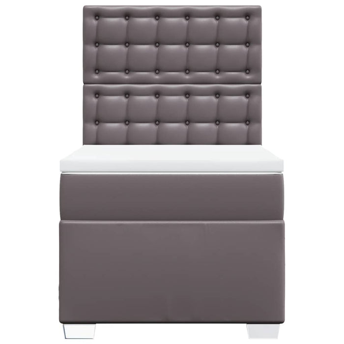 Pat box spring cu saltea, gri, 90x200 cm, piele ecologică - WALTI WALTI
