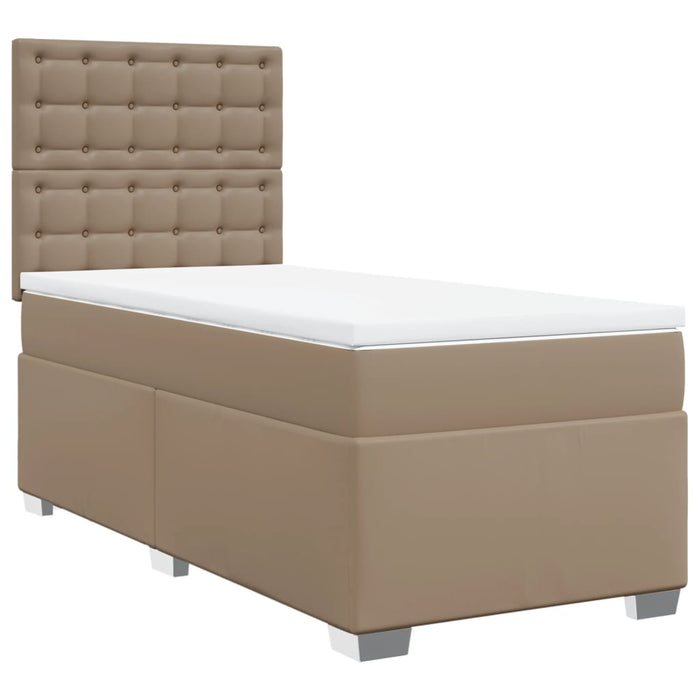 Pat box spring cu saltea, cappuccino, 90x200 cm piele ecologică - WALTI WALTI