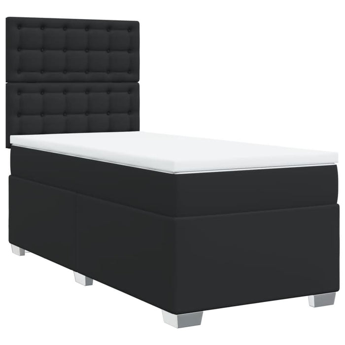 Pat box spring cu saltea, negru, 100x200 cm, piele ecologică - WALTI WALTI