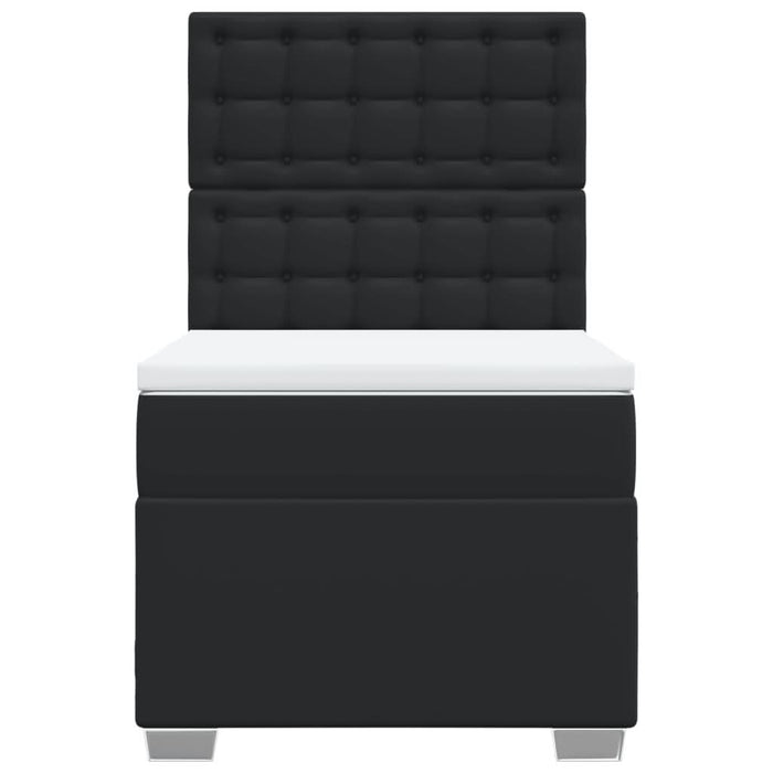 Pat box spring cu saltea, negru, 100x200 cm, piele ecologică - WALTI WALTI
