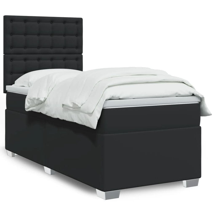 Pat box spring cu saltea, negru, 100x200 cm, piele ecologică - WALTI WALTI