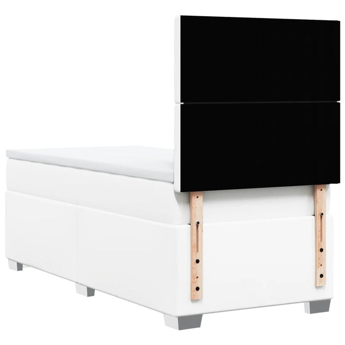 Pat box spring cu saltea, alb, 100x200 cm, piele ecologică - WALTI WALTI