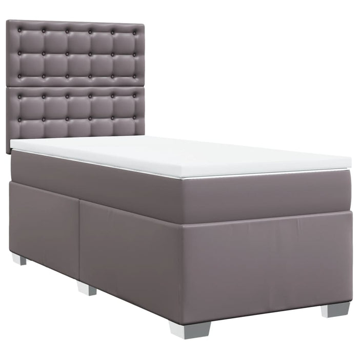 Pat box spring cu saltea, gri, 100x200 cm, piele ecologică - WALTI WALTI