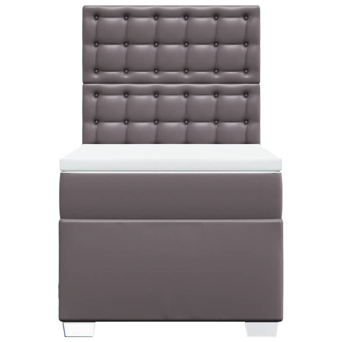 Pat box spring cu saltea, gri, 100x200 cm, piele ecologică - WALTI WALTI