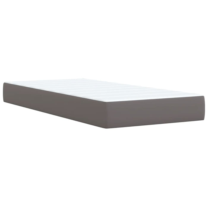 Pat box spring cu saltea, gri, 100x200 cm, piele ecologică - WALTI WALTI