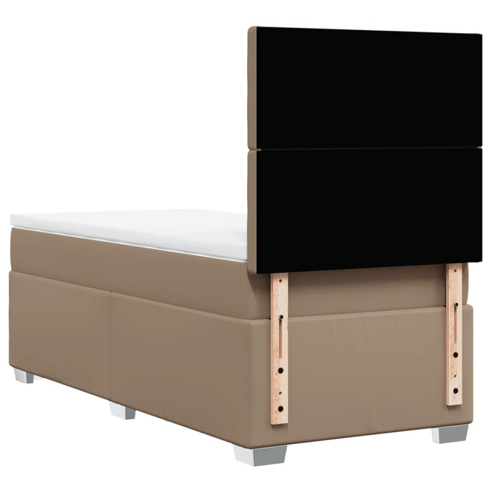 Pat box spring cu saltea, cappuccino, 100x200cm piele ecologică - WALTI WALTI
