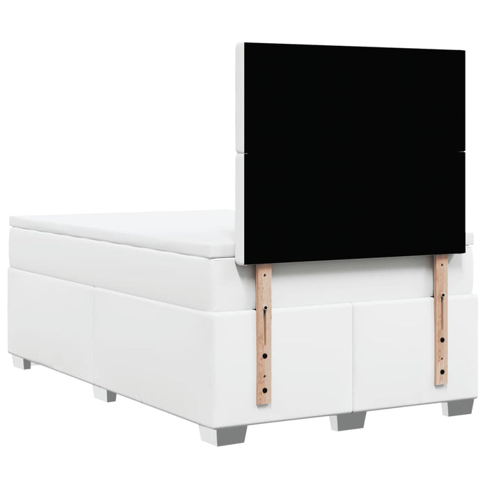 Pat box spring cu saltea, alb, 120x190 cm, piele ecologică - WALTI WALTI