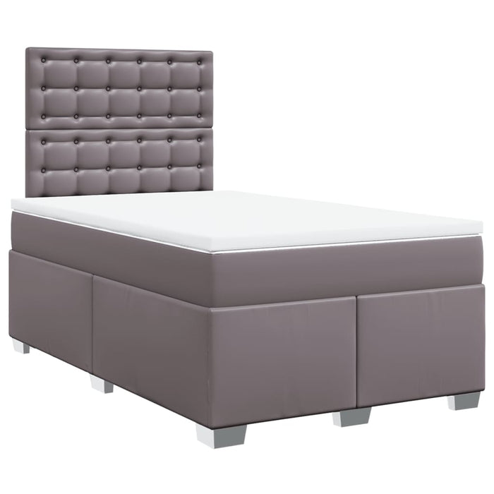 Pat box spring cu saltea, gri, 120x190 cm, piele ecologică - WALTI WALTI