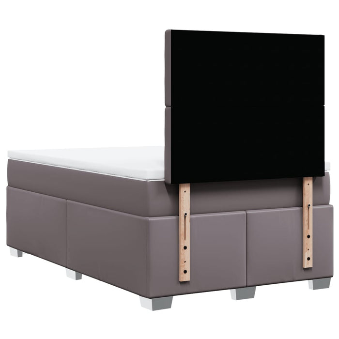 Pat box spring cu saltea, gri, 120x190 cm, piele ecologică - WALTI WALTI