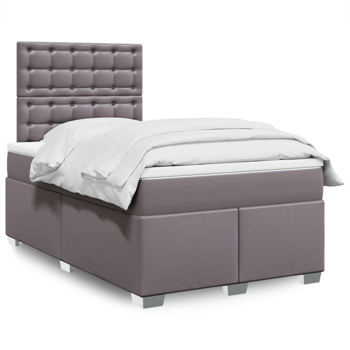Pat box spring cu saltea, gri, 120x190 cm, piele ecologică - WALTI WALTI