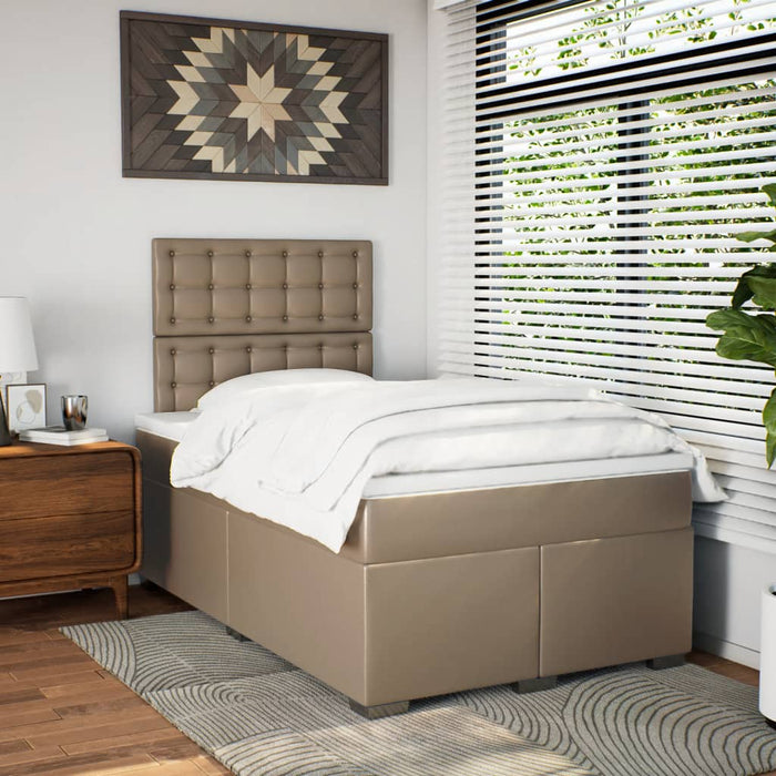 Pat box spring cu saltea, cappuccino, 120x190cm piele ecologică - WALTI WALTI