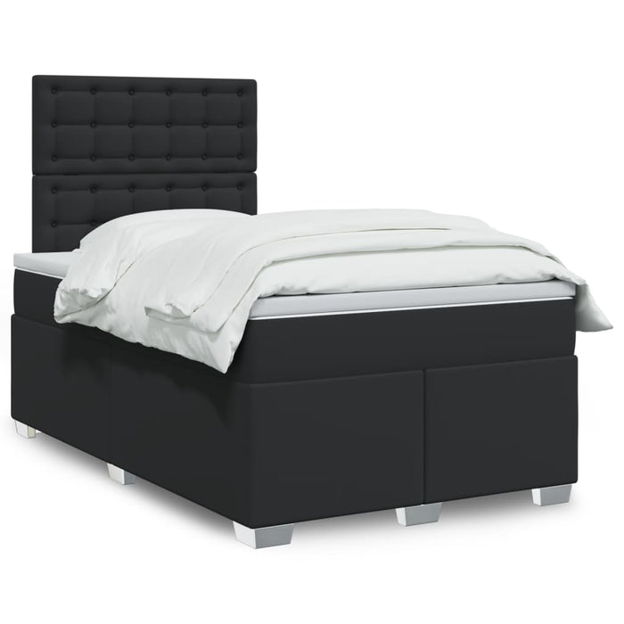 Pat continental cu saltea, negru, 120x200 cm, piele ecologică - WALTI WALTI