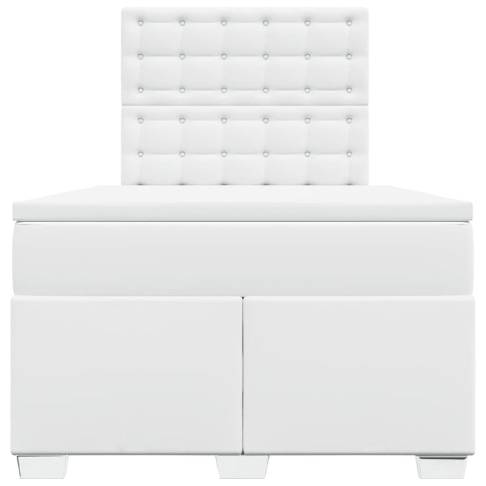 Pat box spring cu saltea, alb, 120x200 cm, piele ecologică - WALTI WALTI
