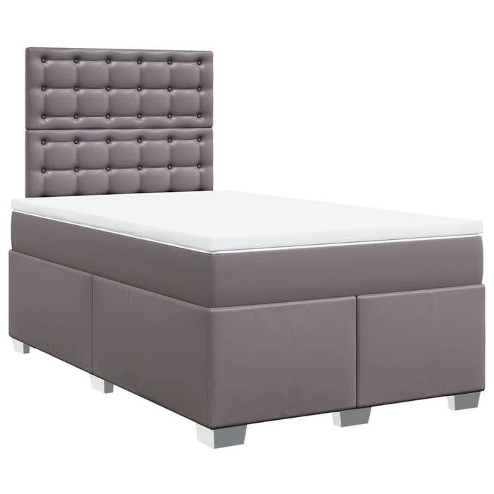 Pat box spring cu saltea, gri, 120x200 cm, piele ecologică - WALTI WALTI