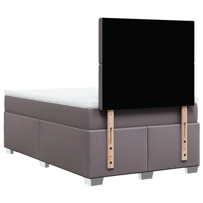 Pat box spring cu saltea, gri, 120x200 cm, piele ecologică - WALTI WALTI