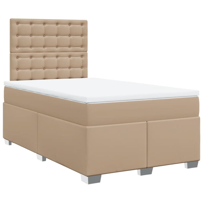 Pat box spring cu saltea, cappuccino, 120x200cm piele ecologică - WALTI WALTI