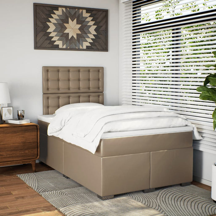 Pat box spring cu saltea, cappuccino, 120x200cm piele ecologică - WALTI WALTI