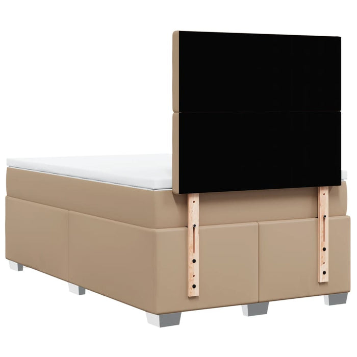 Pat box spring cu saltea, cappuccino, 120x200cm piele ecologică - WALTI WALTI