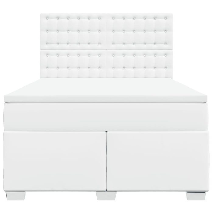 Pat box spring cu saltea, alb, 140x190 cm, piele ecologică - WALTI WALTI